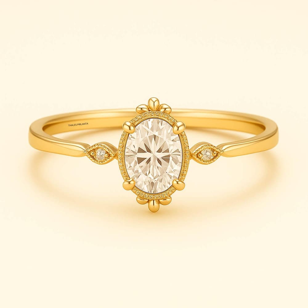 0.51 Karat Oval Evlilik Teklifi Yüzüğü Vintage