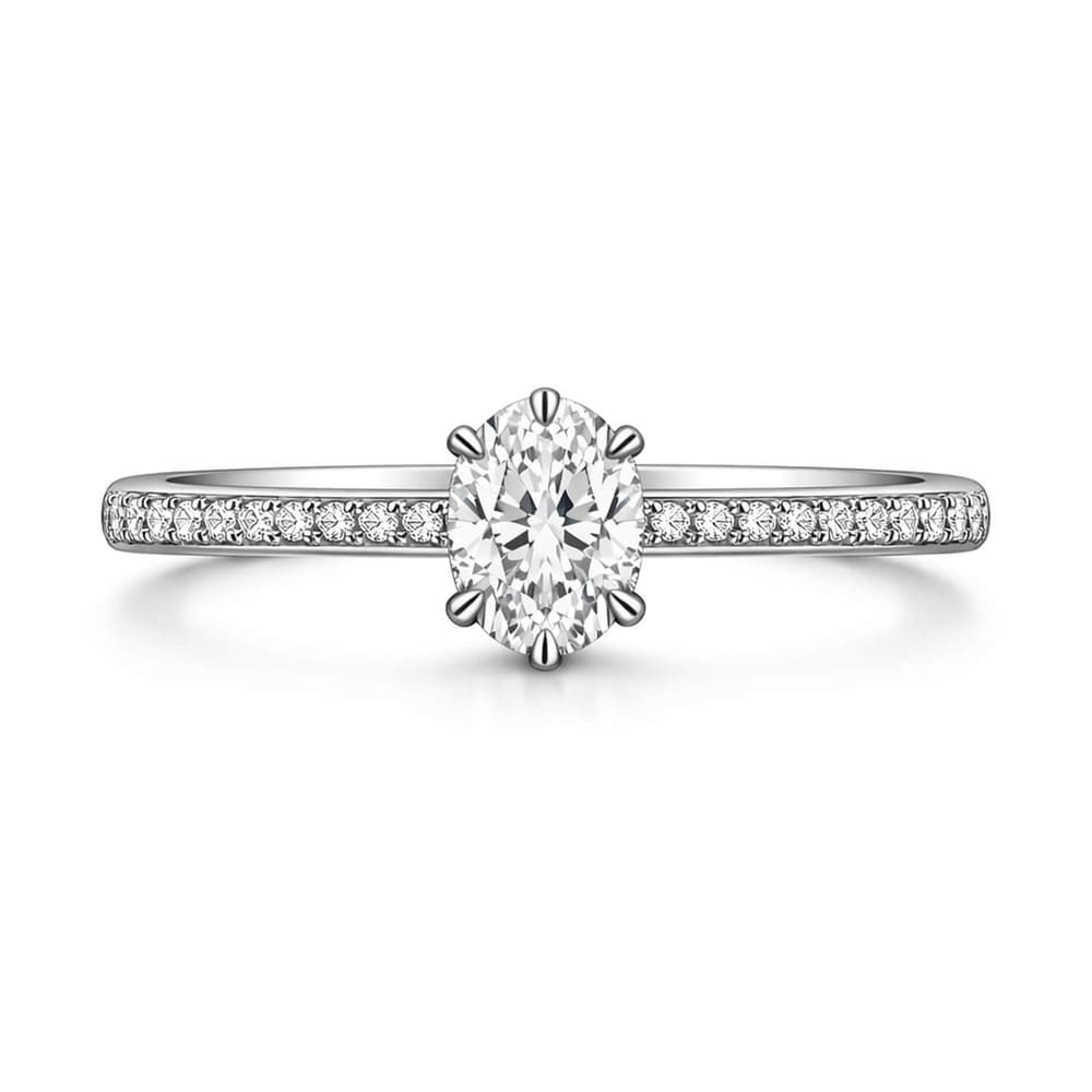 0.70 Karat D Renk IF Berraklık GIA Kolu Taşlı Oval Yüzük