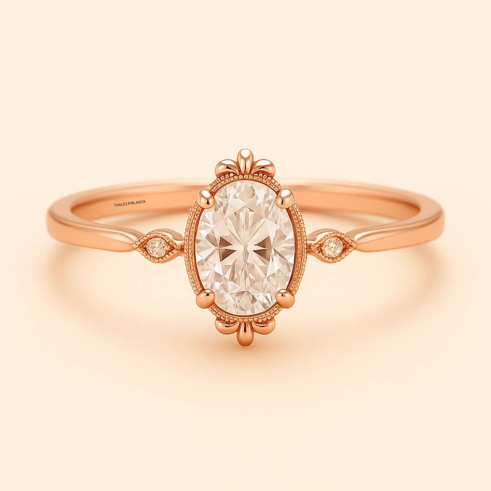 0.51 Karat F SI Oval Vintage Altın Yüzük Modelleri