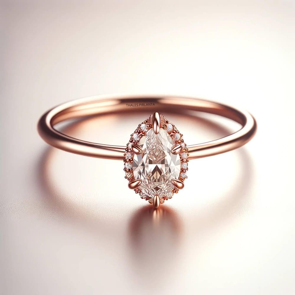 0.60 Karat Pırlantalı Markiz Kesim Vintage Evlilik Yüzüğü