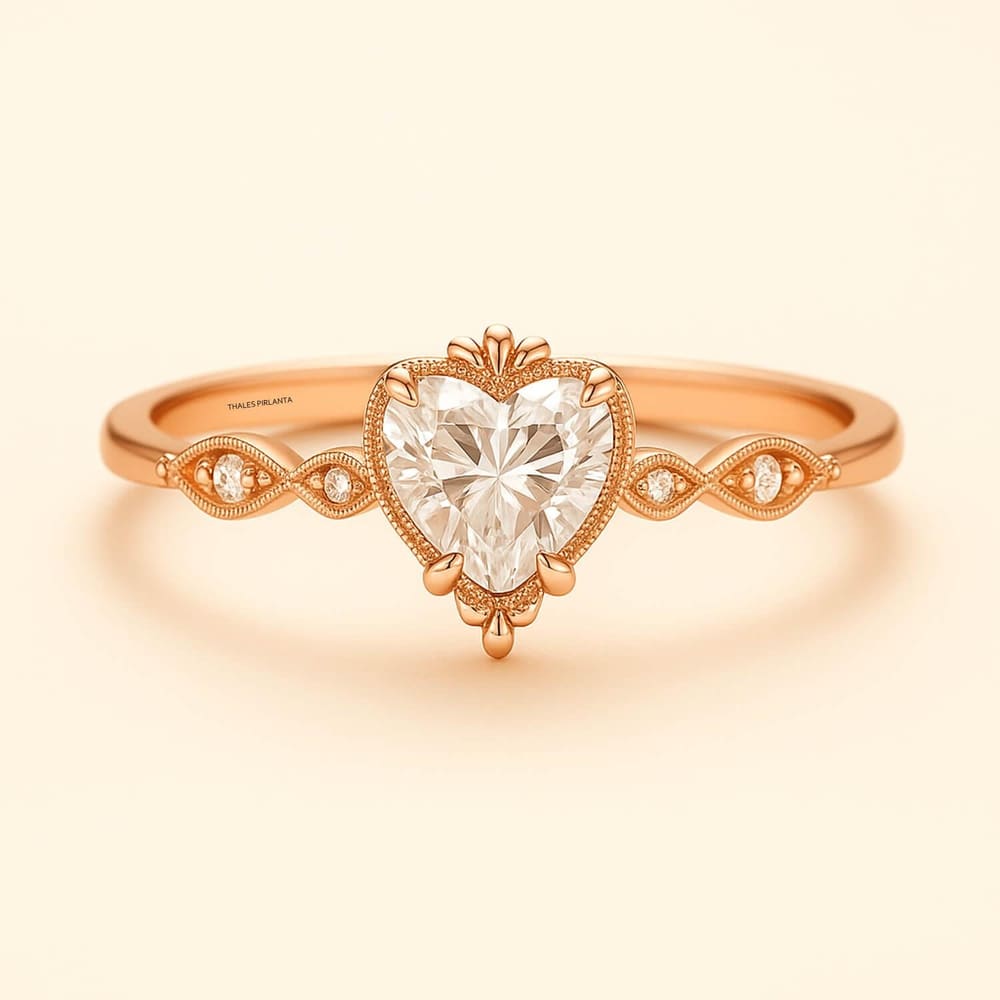 0.75 Karat Vintage Tasarım Kalp Teklif Yüzüğü