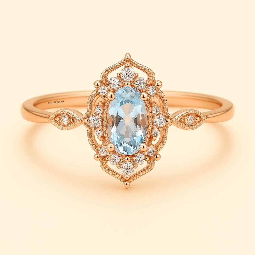 0.45 Karat Blue Topaz Vintage Yüzük