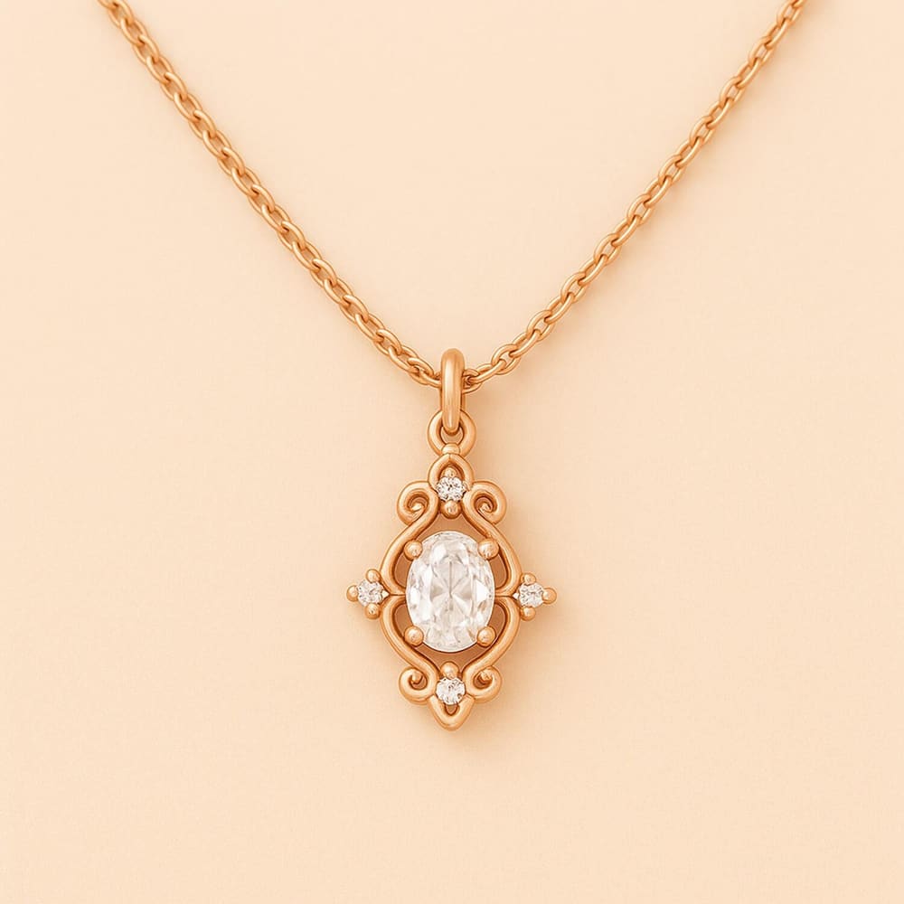 0.34 Karat E SI Oval Taşlı Pırlanta Kolye