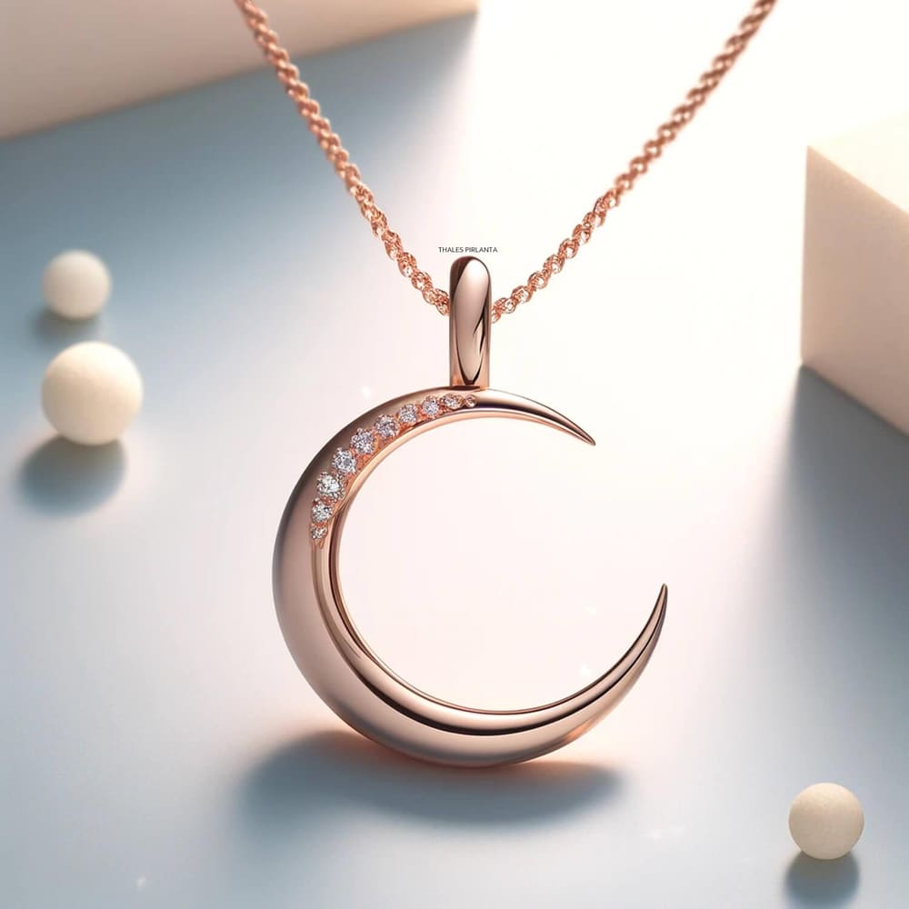 0,10 Karat Pırlanta Hilal Ay Kolye