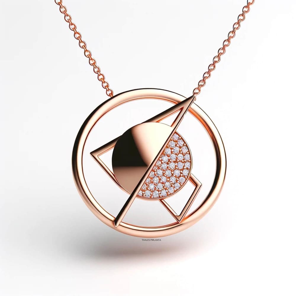 0,15 Karat Pırlantalı Özel Tasarım Geometrik Kolye