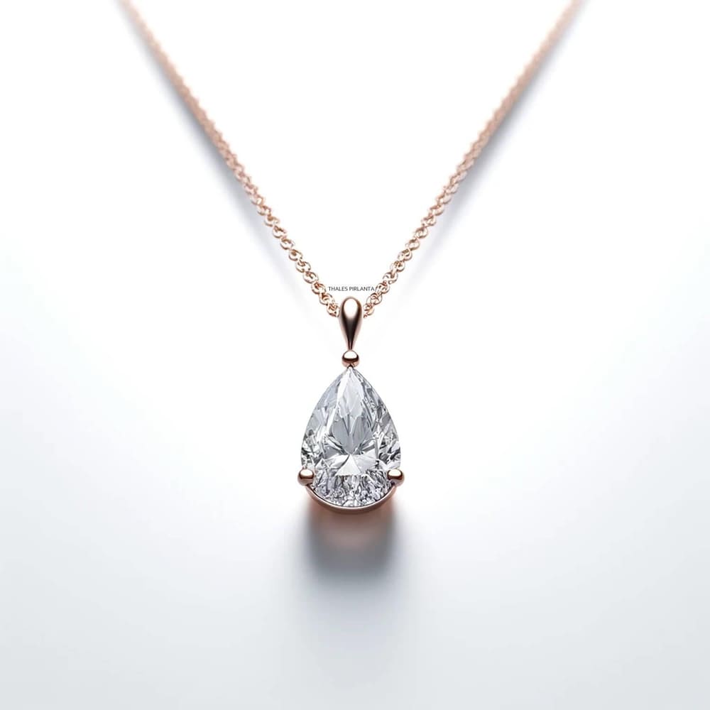 0,90 Karat Beyaz Topaz Tektaş Damla Kolye