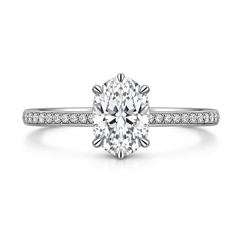 1.10 Karat D VS1 GIA Pırlanta Kolu Taşlı Oval Yüzük