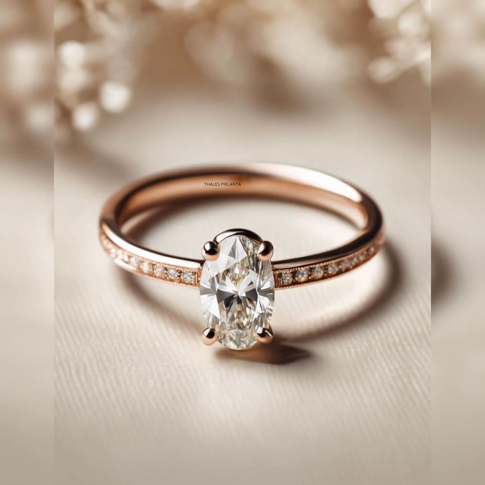 0.40 Karat F Renk Vintage Oval Pırlanta Yüzük