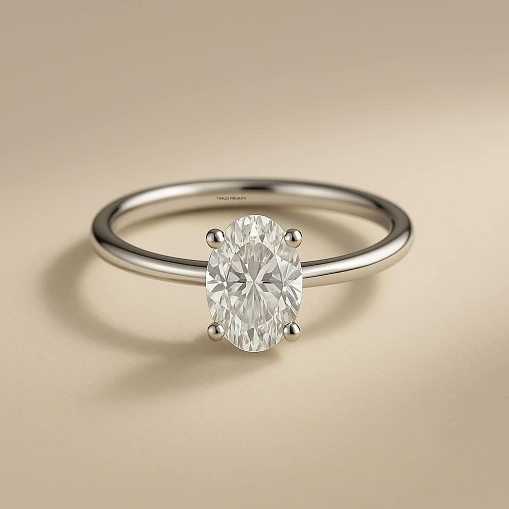 0.45 Karat E Renk SI1 Berraklık GIA Oval Evlilik Yüzüğü