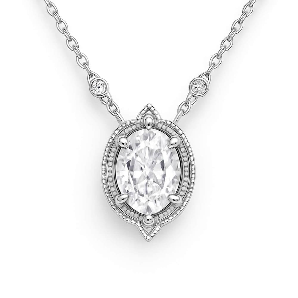 0.73 Karat F SI Pırlantalı Oval Kolye