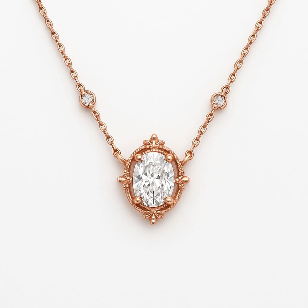 0.74 Karat F SI Oval Taşlı Kolye