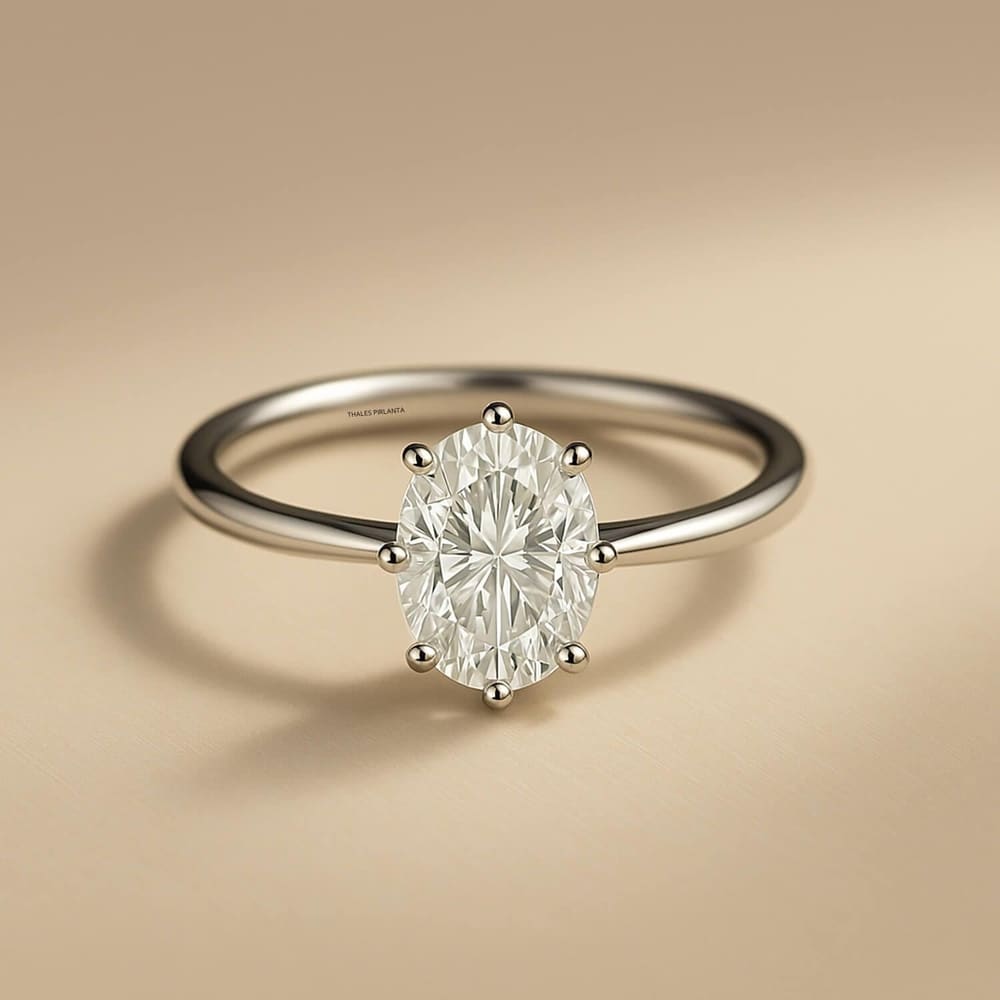 0.40 Karat F Renk SI1 GIA Oval Tektaş Yüzük