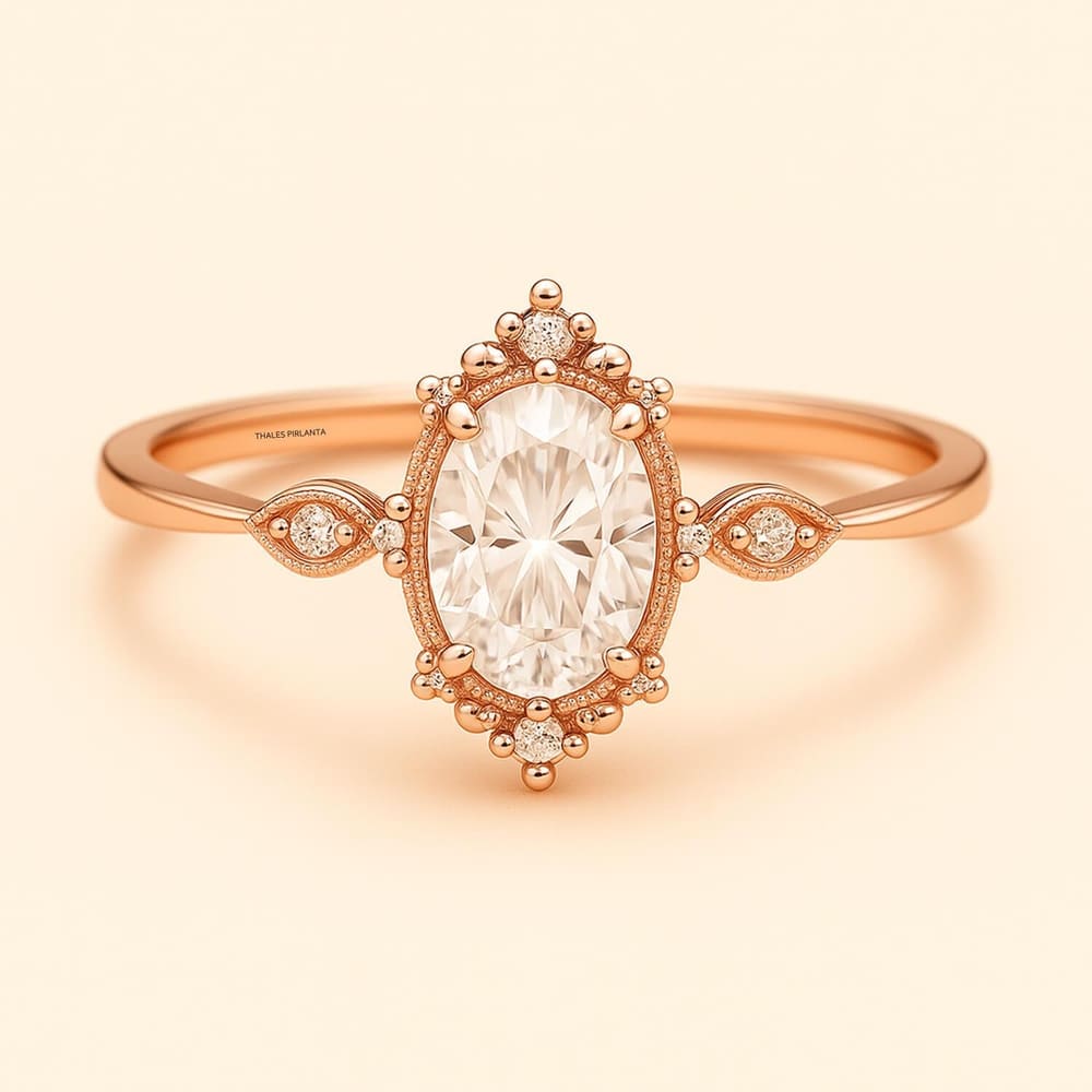 0.78 Karat E SI Oval Vintage Pırlantalı Yüzük