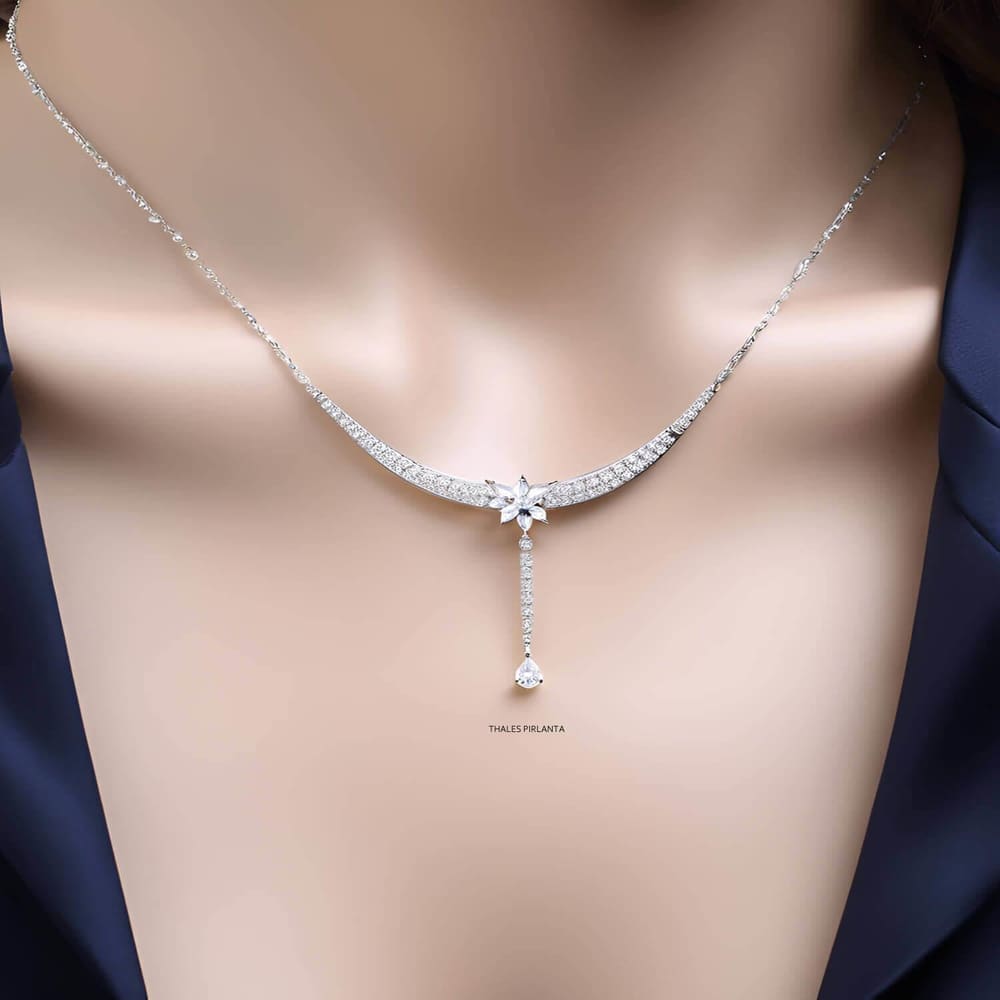 0,80 Karat Damla Taşlı Pırlanta Gerdanlık