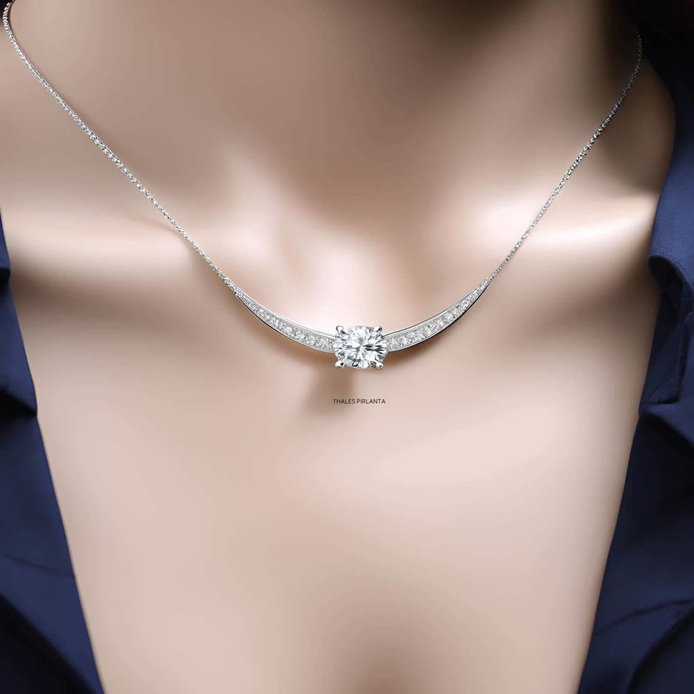 1.80 Karat Beyaz Topaz Taşlı Pırlanta Gerdanlık