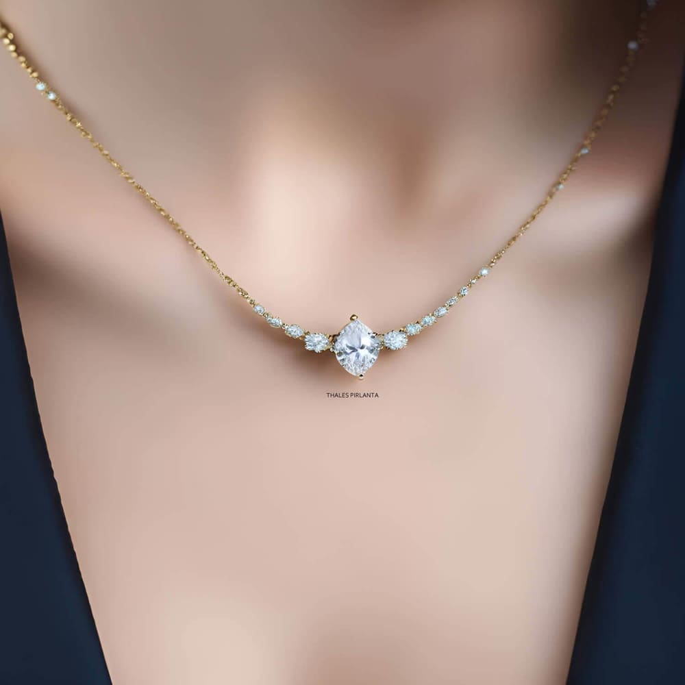 1.20 Karat Topaz Markiz Pırlanta Gerdanlık