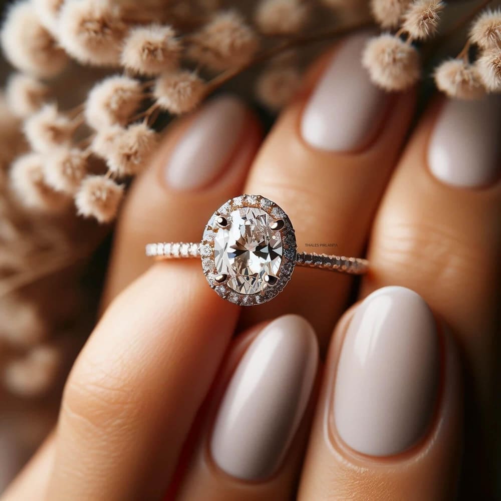 0.90 Karat Pırlantalı Vintage Oval Yüzük