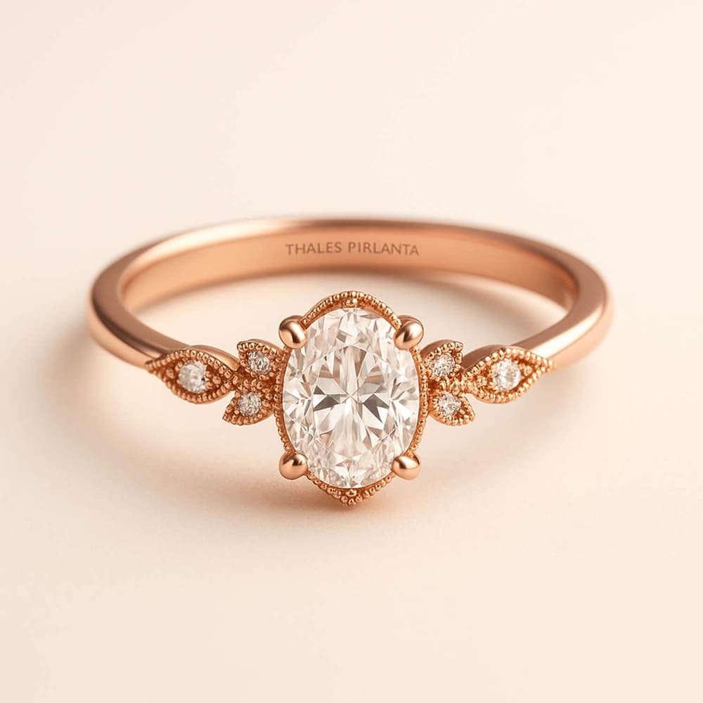 0.75 Karat Oval Evlilik Teklifi Vintage Yüzük