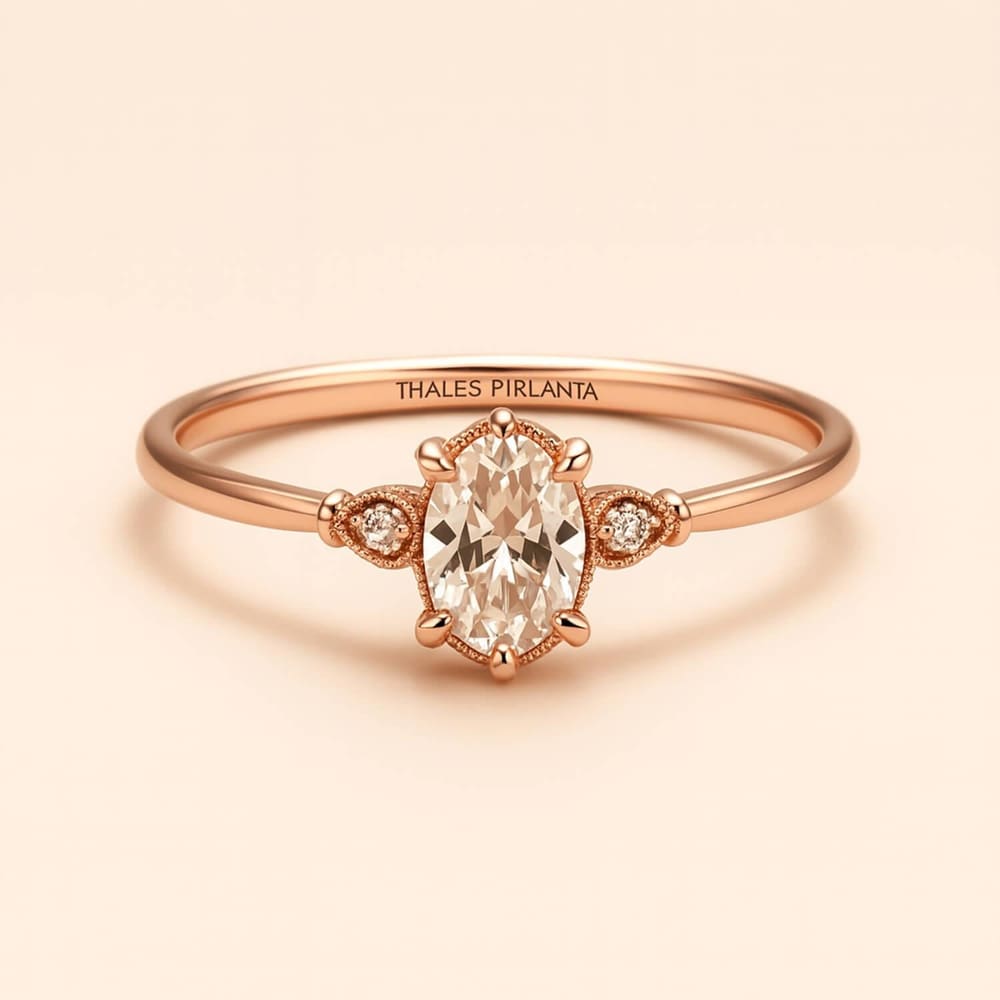 0.52 Karat Oval Evlilik Teklifi Vintage Yüzük