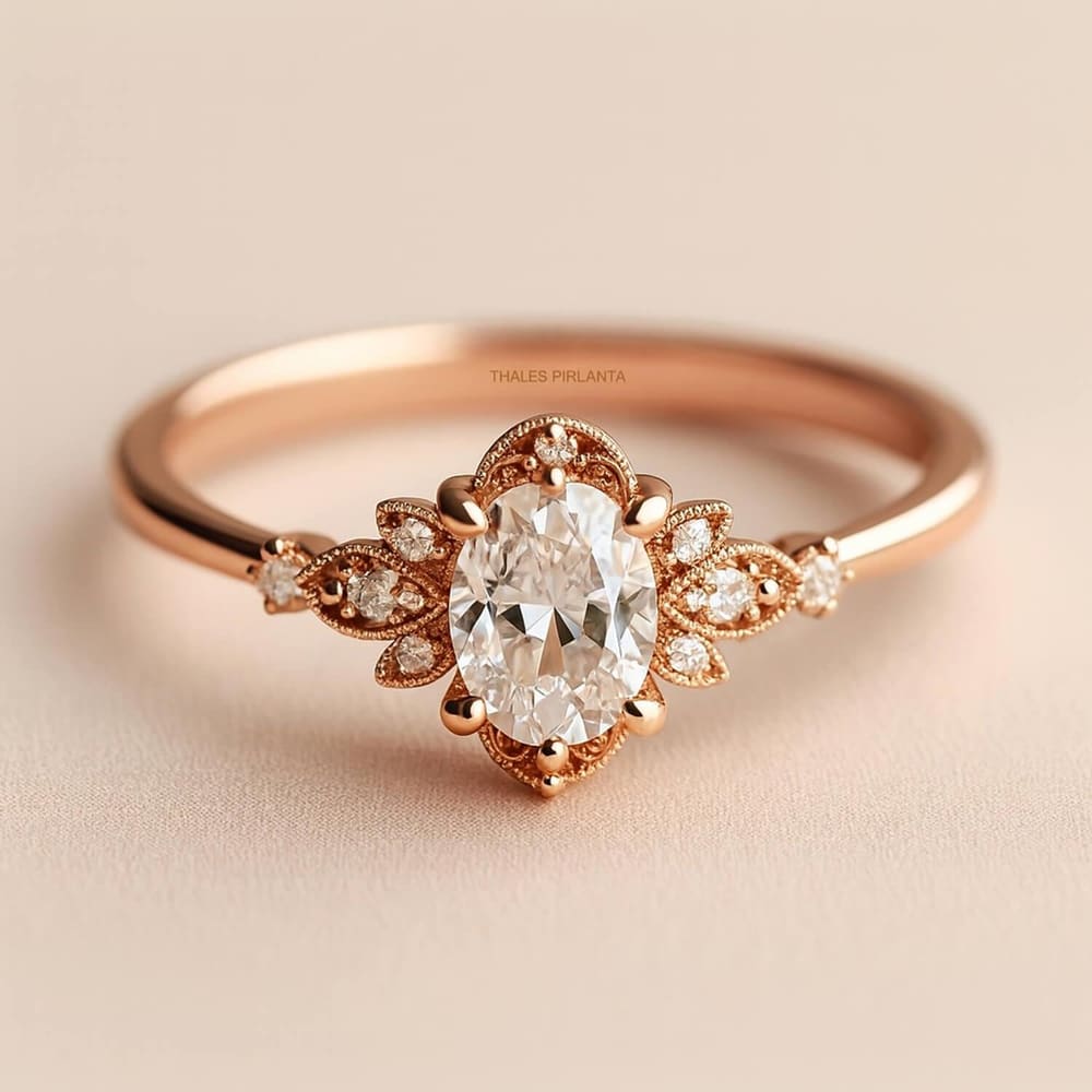 0.60 Karat Evlilik Teklifi Oval Vintage Yüzük