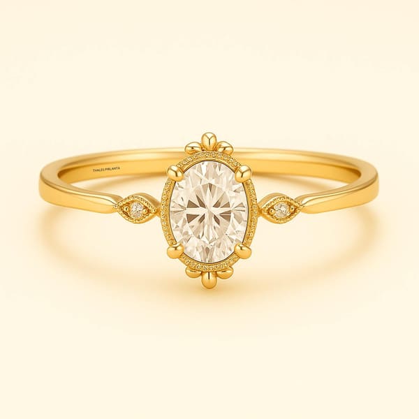 0.51 Karat Oval Evlilik Teklifi Yüzüğü Vintage