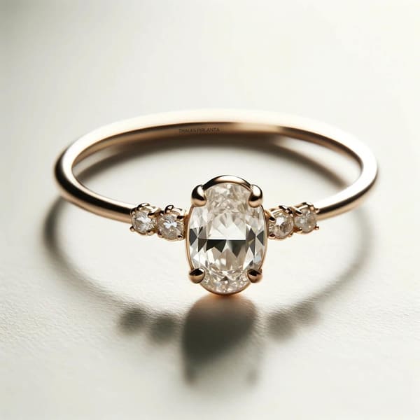 0.82 Karat Pırlantalı Oval Vintage Tasarım Yüzük