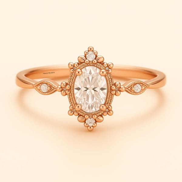 0.56 Karat F SI Oval Vintage Evlilik Teklifi Yüzüğü