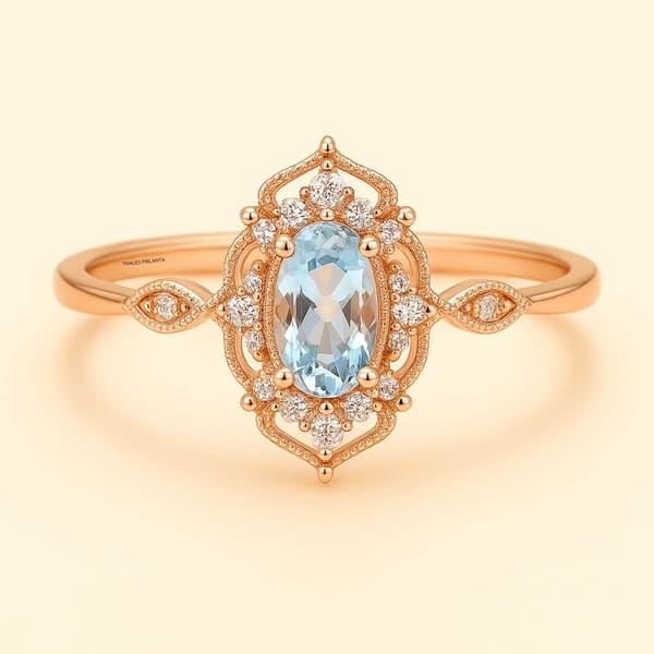 0.45 Karat Blue Topaz Vintage Yüzük