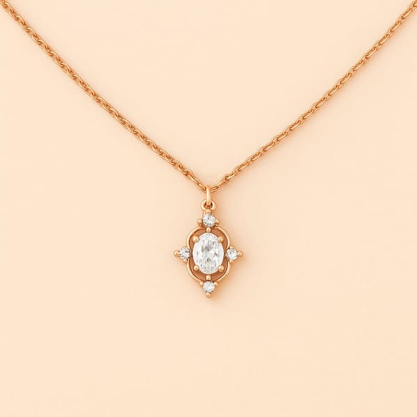 0.60 Karat Oval Pırlantalı Tasarım Kolye