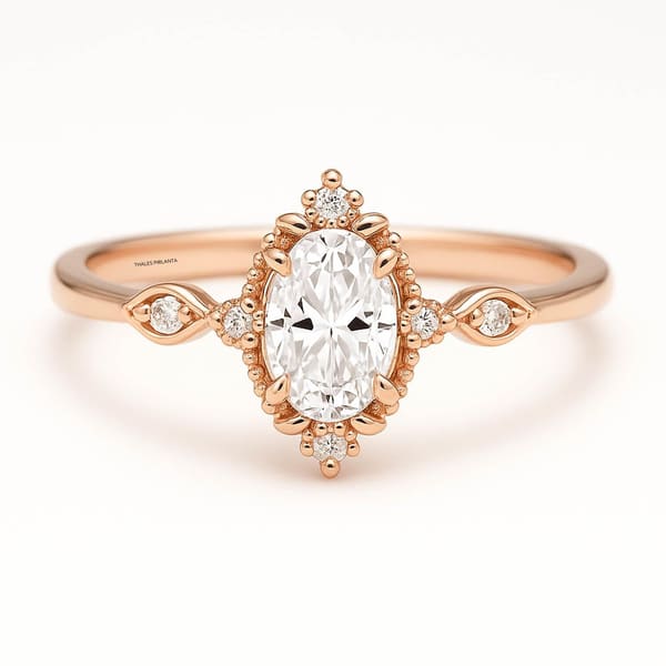 0.60 Karat Oval Vintage Evlilik Teklifi Yüzükleri