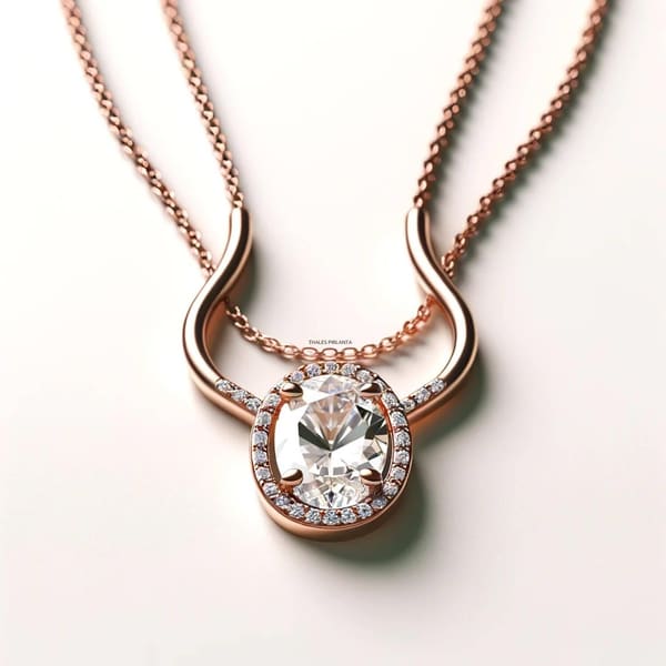 0,96 Karat Tasarım Oval Pırlantalı Kolye