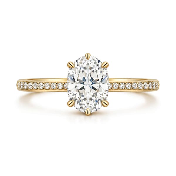 1.20 Karat E SI1 GIA Pırlanta Kolu Taşlı Oval Yüzük