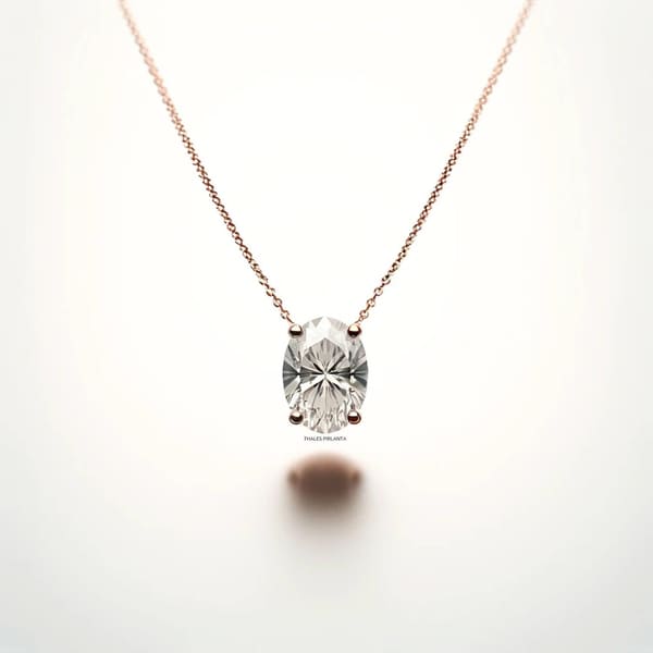 1 Karat Beyaz Topaz Taşlı Oval Tektaş Kolye