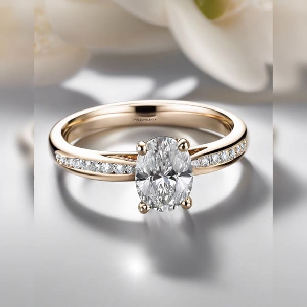 0.55 Karat E SI1 GIA Oval Kesim Altın Yüzük