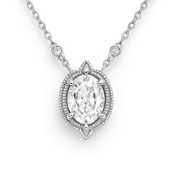 0.73 Karat F SI Pırlantalı Oval Kolye
