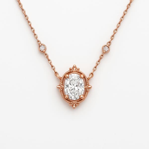 0.74 Karat F SI Oval Taşlı Kolye