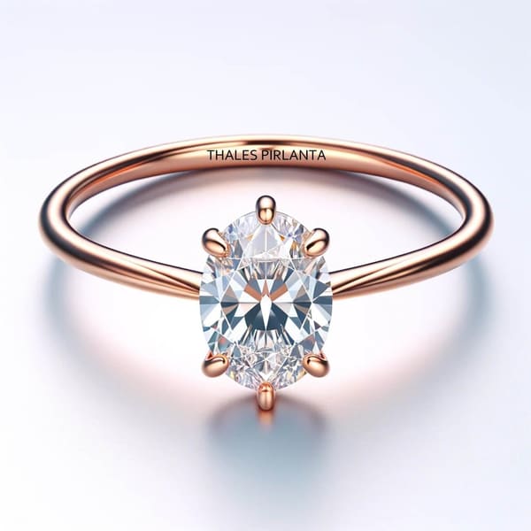 Oval Tektaş Yüzük 0,70 Karat D Color SI1