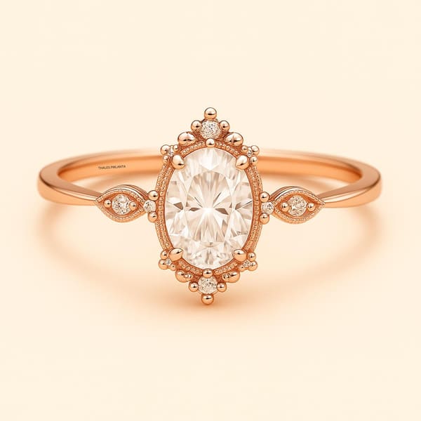 0.78 Karat E SI Oval Vintage Pırlantalı Yüzük