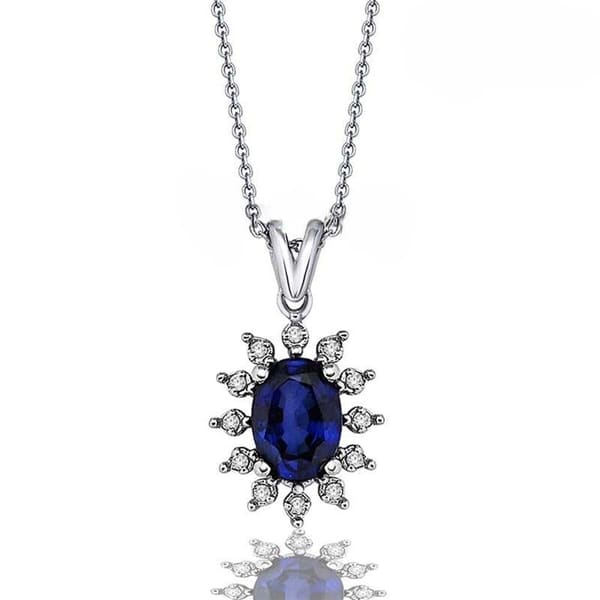 Pırlantalı Safir Kolye 0.63 Karat