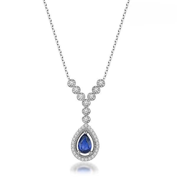 Pırlantalı Safir Kolye 0,91 Karat