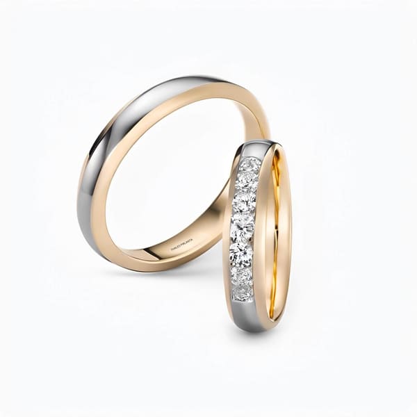 0,35 Karat Pırlanta Altın Alyans İkili Set